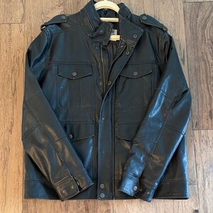Vintage Levi's Black Faux Leather Military Style Jacket